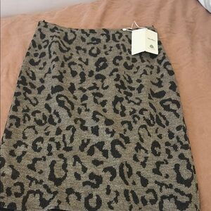 NWT MaxMara Black and grey Thomas Jersey style Leopard size 10 wool Pencil Skirt